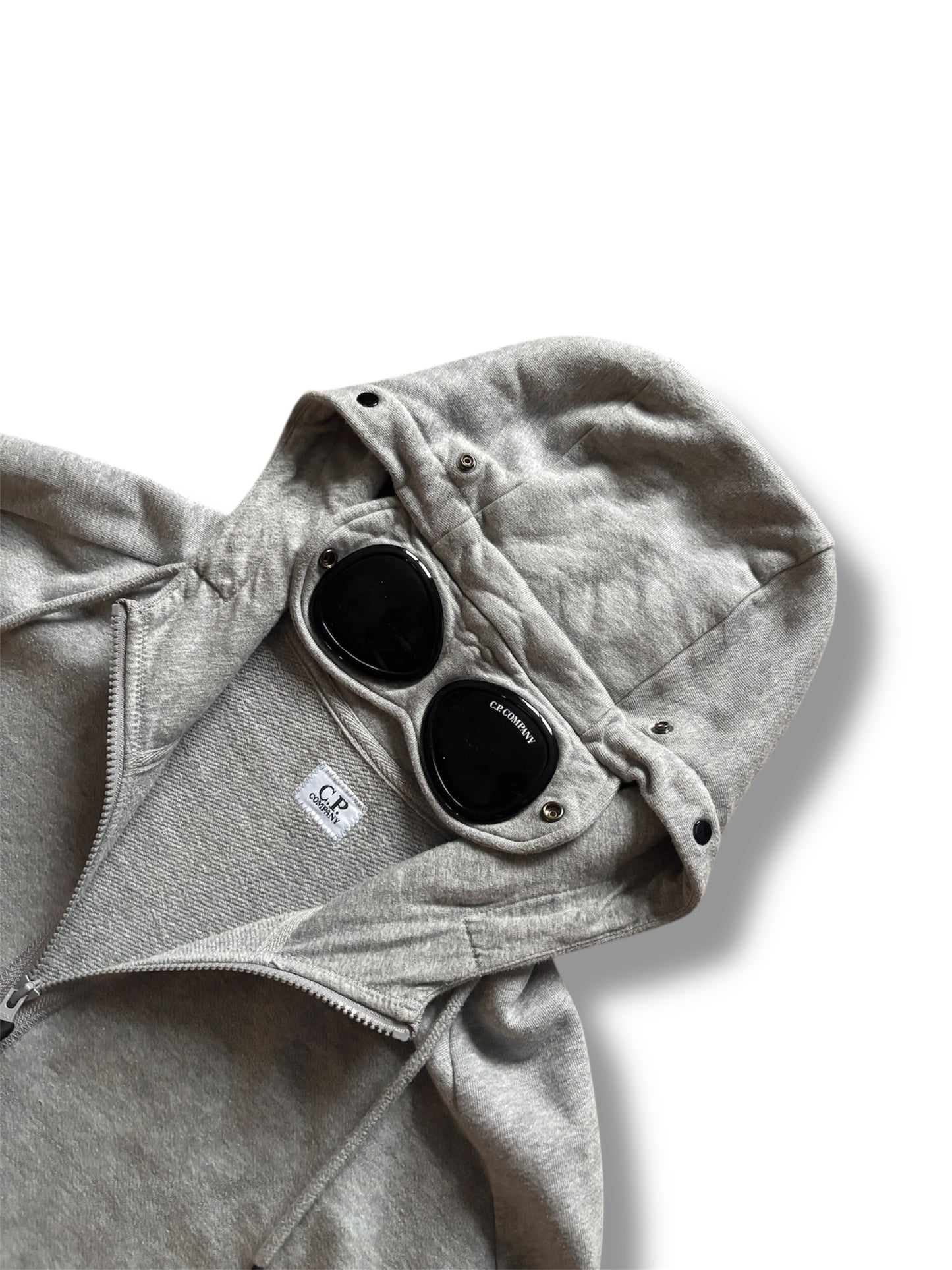 Grey cp company goggle hoodie size large