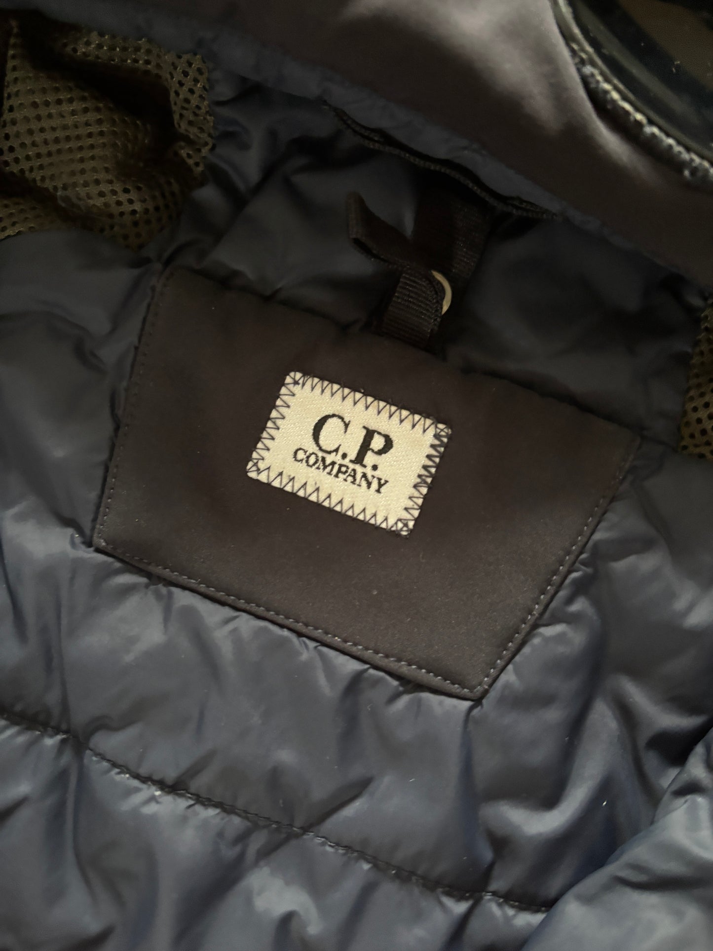 Navy and black cp company goggle gilet size large/50