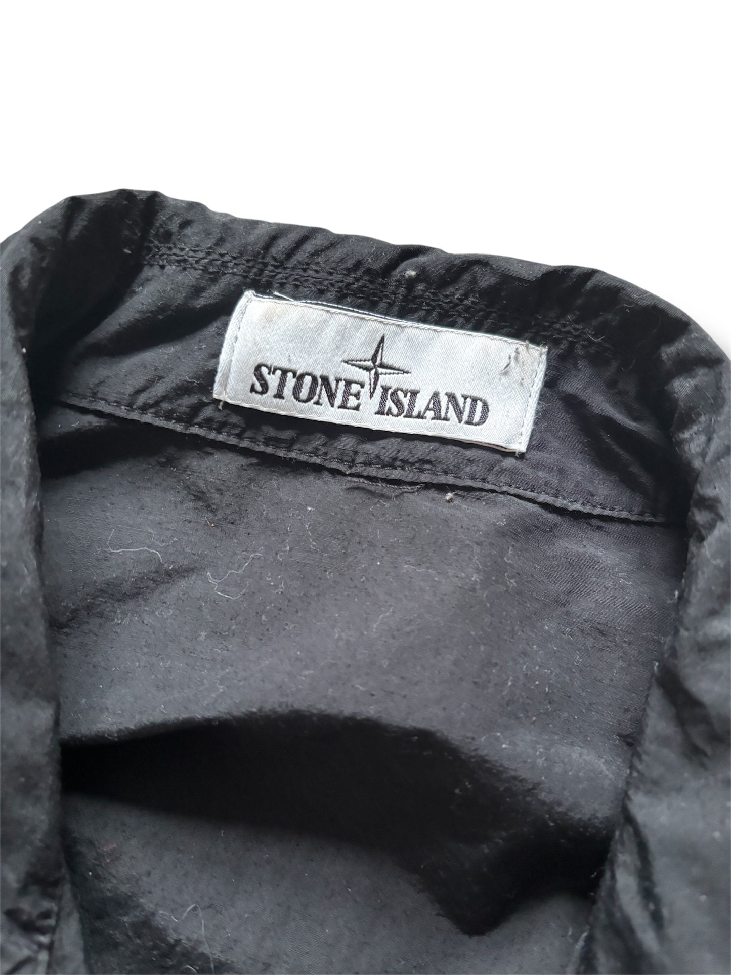 Black stone island shoulder badge overshirt size medium