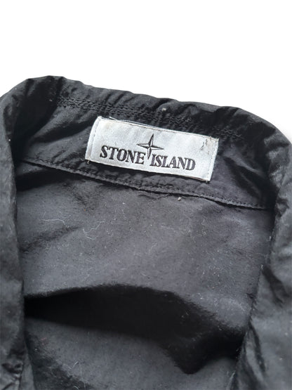 Black stone island shoulder badge overshirt size medium