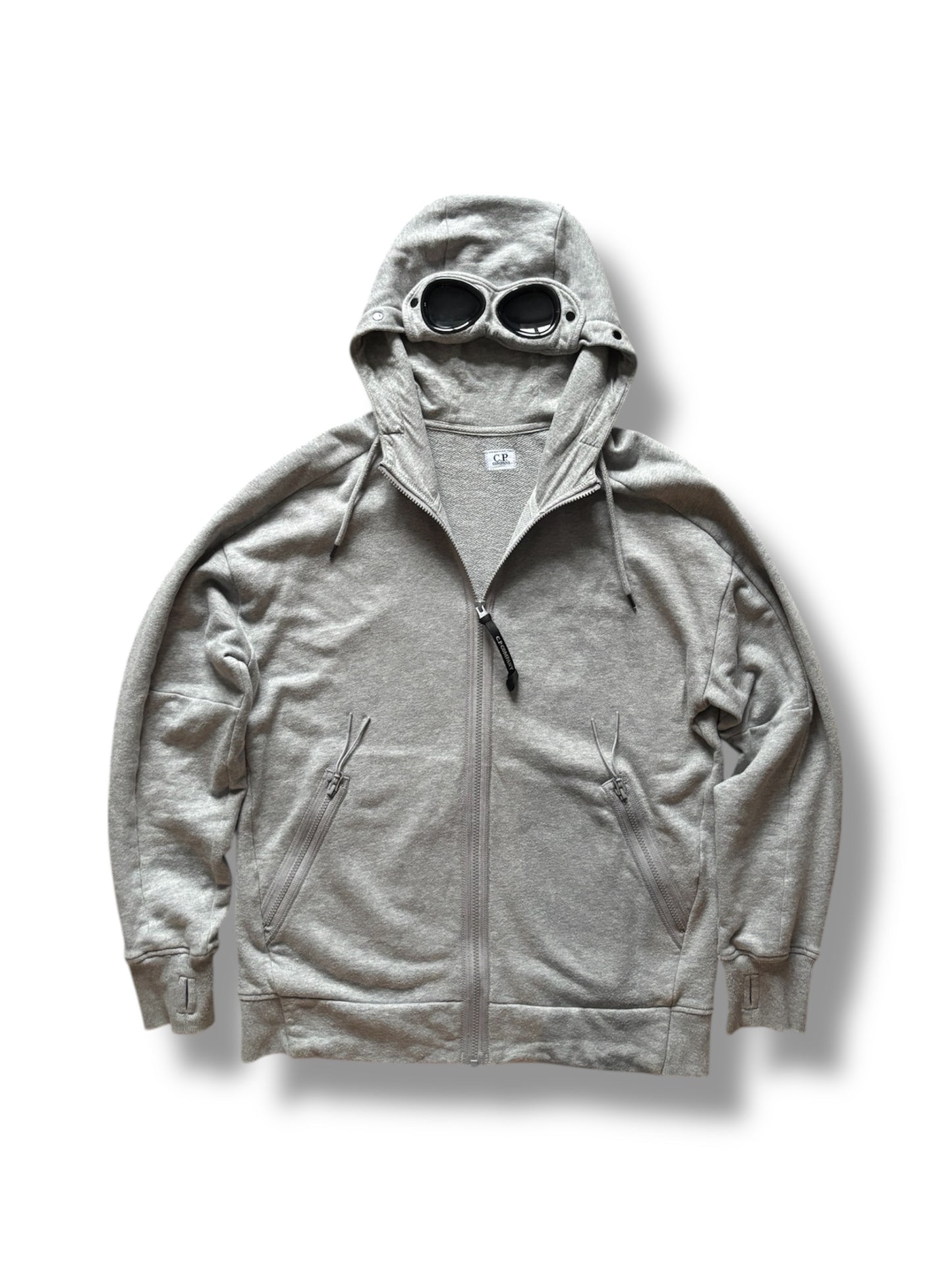 Grey cp company goggle hoodie size large