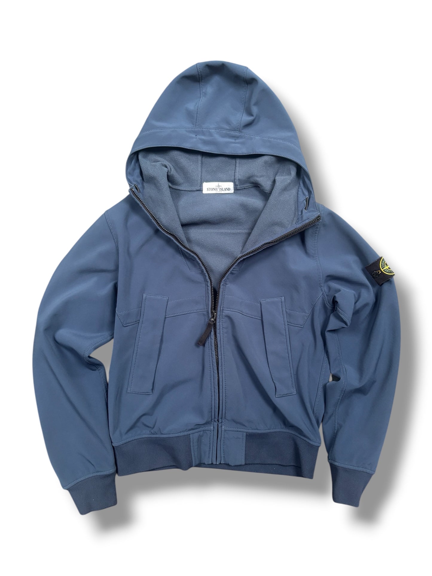 Dark blue stone island soft shell jacket size medium