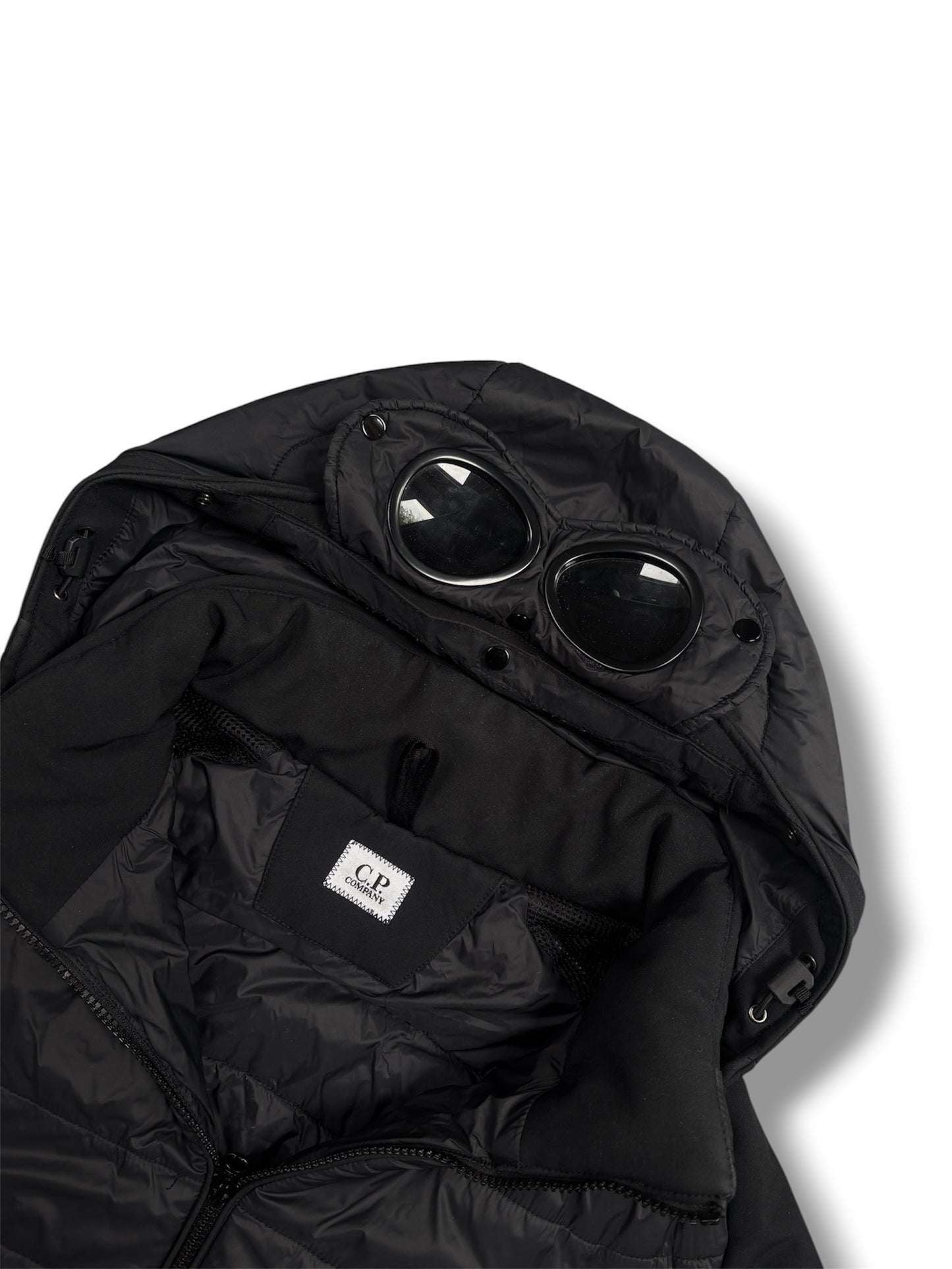 Black cp company puffer jacket with detachable hood size 52/XL