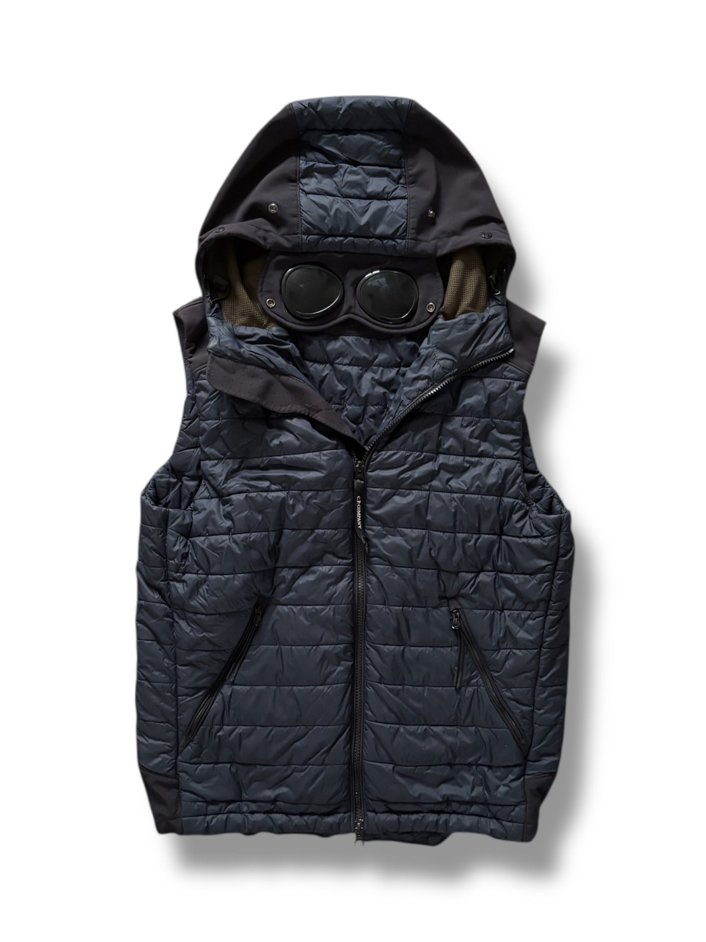 Navy and black cp company goggle gilet size large/50