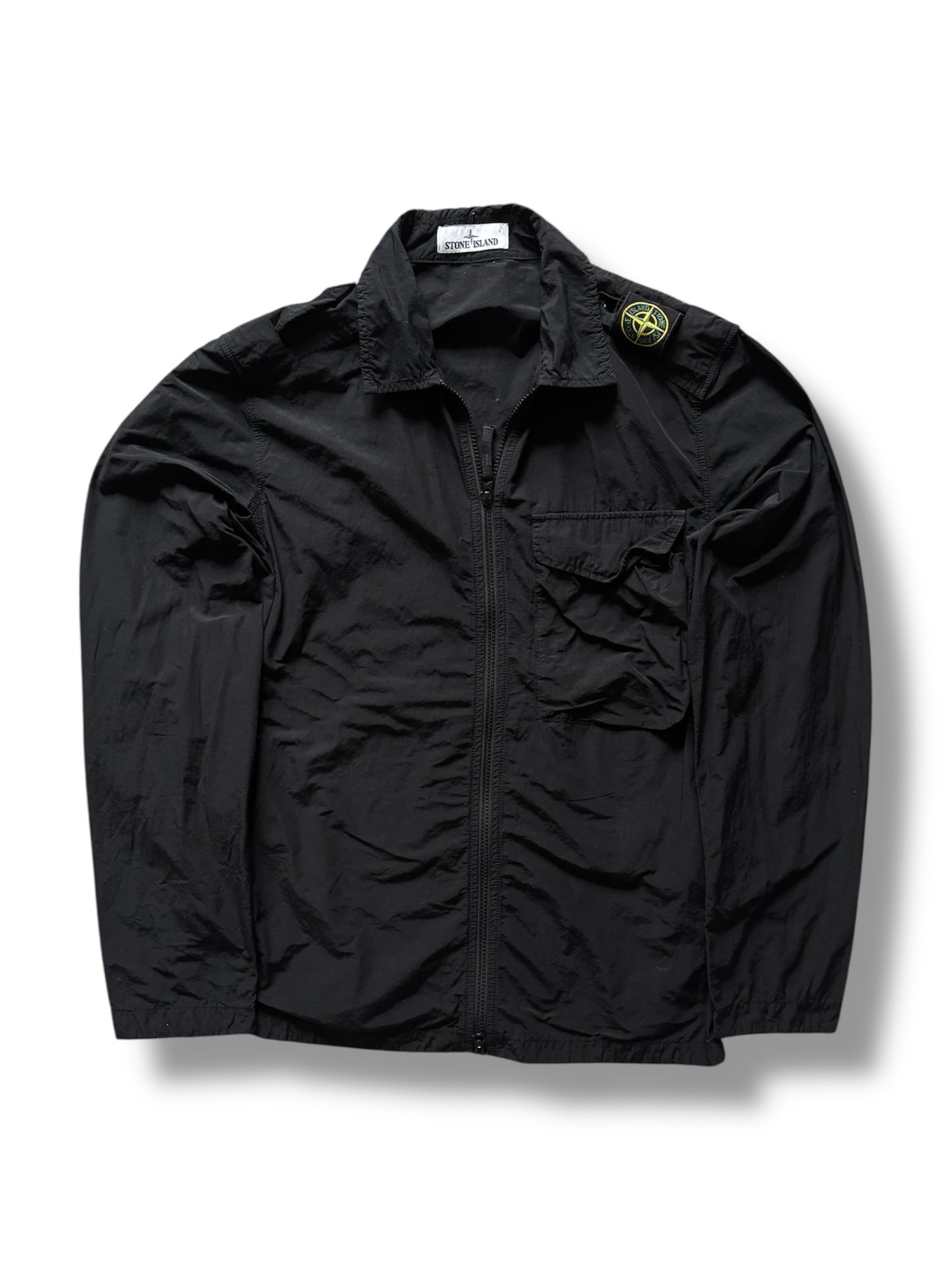 Black stone island shoulder badge overshirt size medium