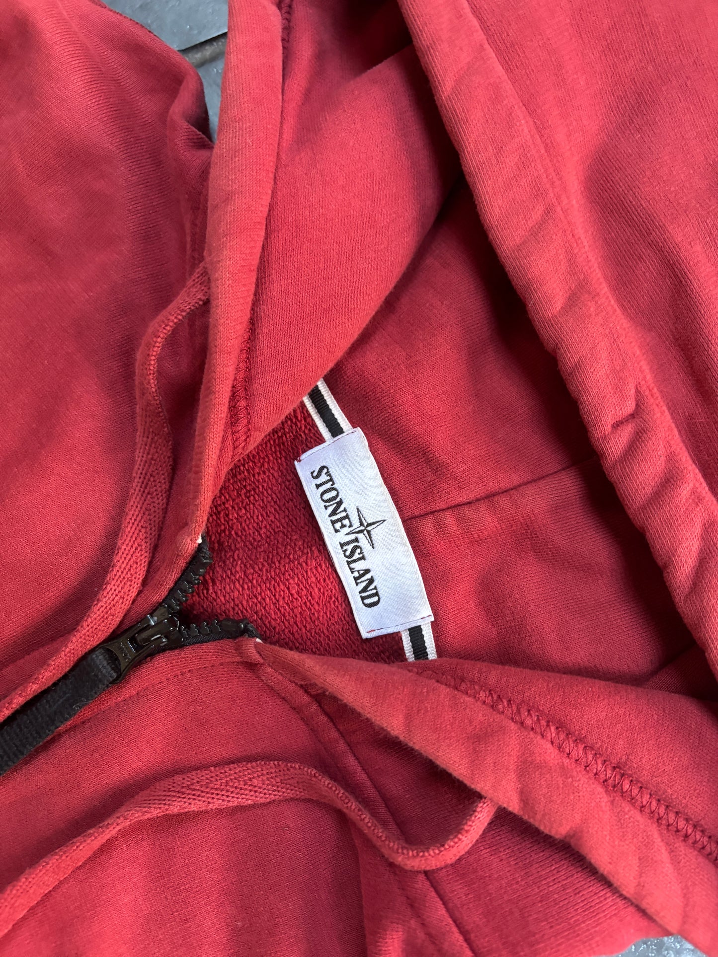 Red stone island zip up size large