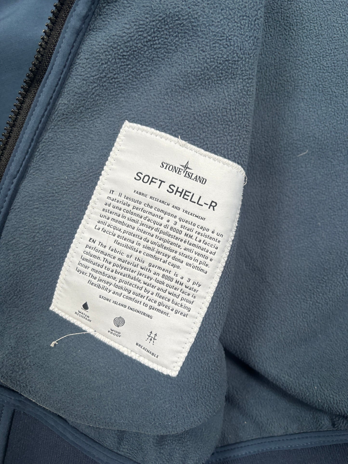 Dark blue stone island soft shell jacket size medium